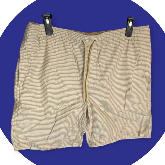 Amazon Essentials New w/o Tags Tan/Khaki Elastic Waist Striped Shorts Men XL - Picture 1 of 4